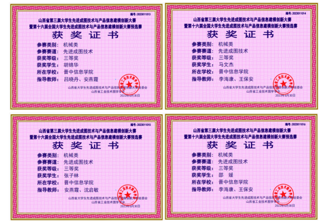 【学科竞赛】喜报!0638太阳集团官网学子在山西省第三届大学生先进成图技术与产品信息建模创新大赛中斩获佳绩